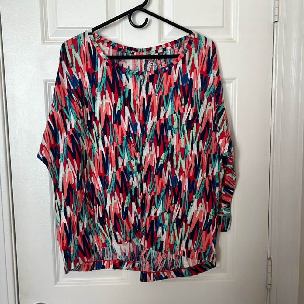 New Directions Block Print Women XL Shirt; multicolored
